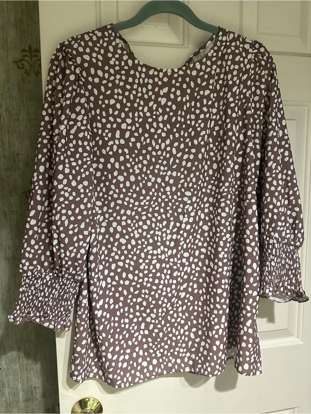 NWOT,  brown and white animal print blouse